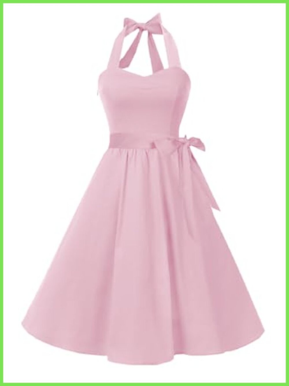 Vintage Polka Dot Halter Retro Cocktail Swing Dress Lace Up Corset